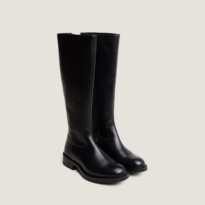 Bottes &agrave; talons crant&eacute;s in black leather | graciana