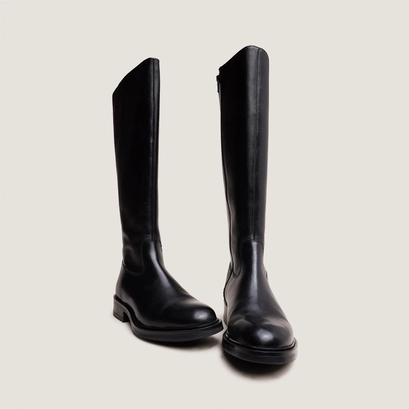 Bottes &agrave; talons crant&eacute;s in black leather | graciana