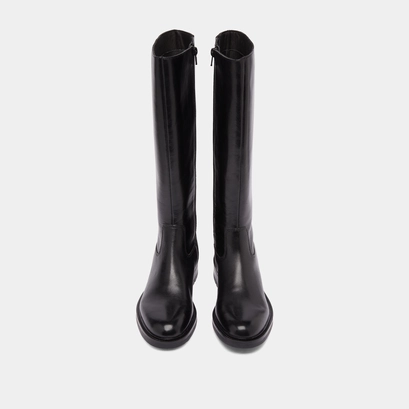 Bottes &agrave; talons crant&eacute;s in black leather | graciana
