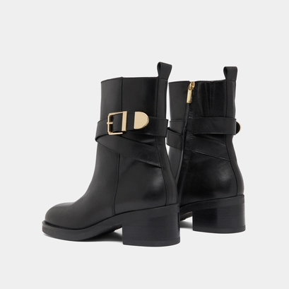 Bottines &agrave; boucles in black leather | ima