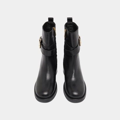 Bottines &agrave; boucles in black leather | ima