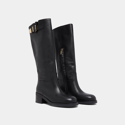 Bottes hautes &agrave; boucles in black leather | irena