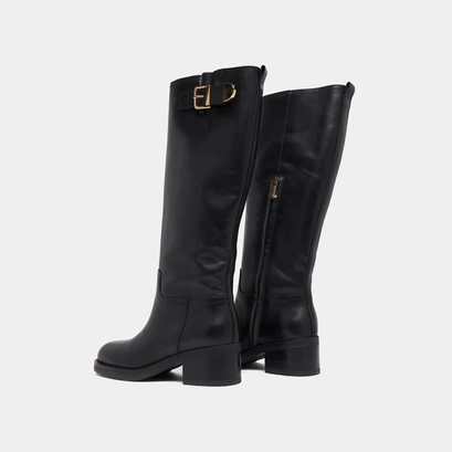 Bottes hautes &agrave; boucles in black leather | irena