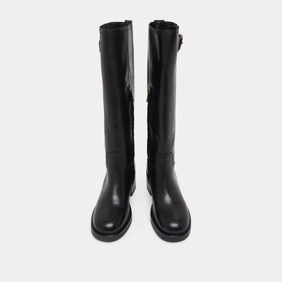 Bottes hautes &agrave; boucles in black leather | irena