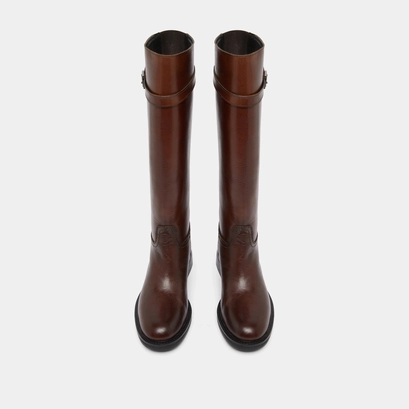 Bottes hautes in cognac patinated leather | romane