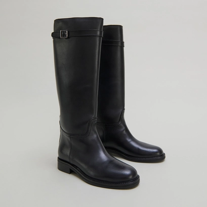 Bottes hautes in black leather | romane