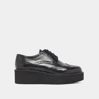 Derbies compens&eacute;es in black leather | adrielle