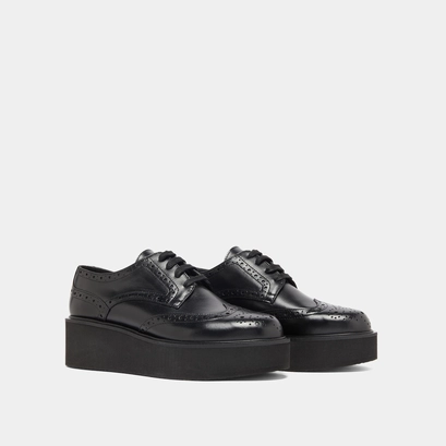 Derbies compens&eacute;es in black leather | adrielle