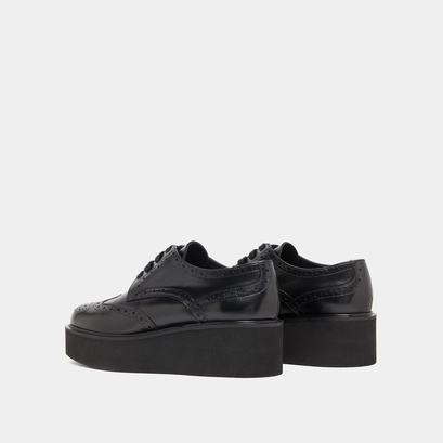 Derbies compens&eacute;es in black leather | adrielle