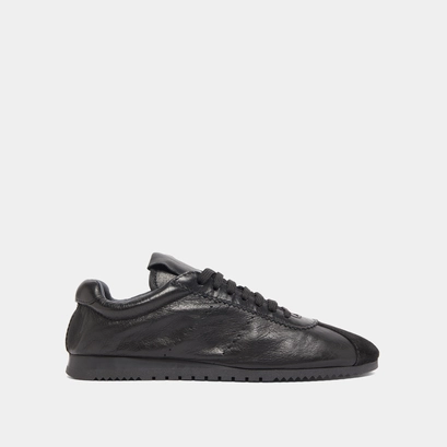 Baskets &agrave; lacets in black suede and black leather | dabon