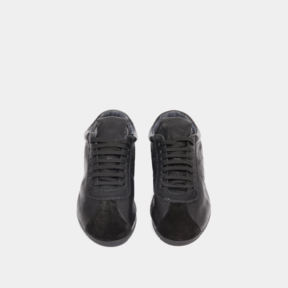 Baskets &agrave; lacets in black suede and black leather | dabon