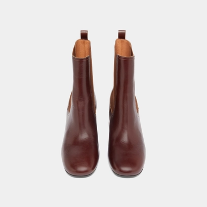 Bottines &agrave; talons et &eacute;lastiques in brown leather | denon
