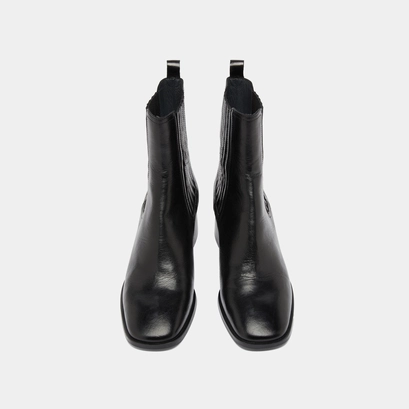 Bottines &agrave; fronces in black leather | dingo