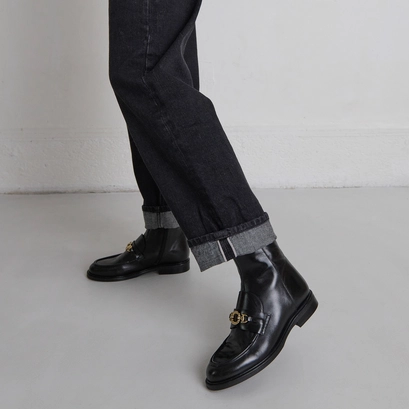 Boots &agrave; mors dor&eacute;s in black leather | divok