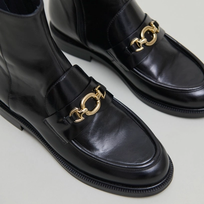 Boots &agrave; mors dor&eacute;s in black leather | divok