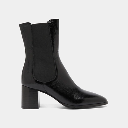 Bottines &agrave; &eacute;lastiques in black shiny leather | ducha