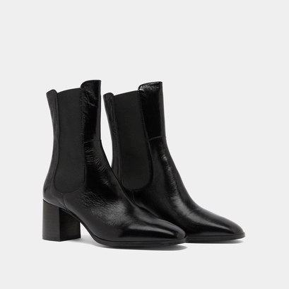 Bottines &agrave; &eacute;lastiques in black shiny leather | ducha