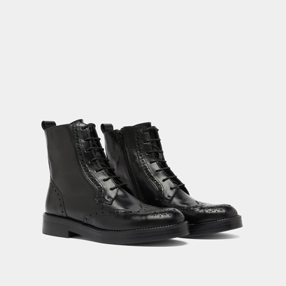 Boots &agrave; lacets in black leather | ari
