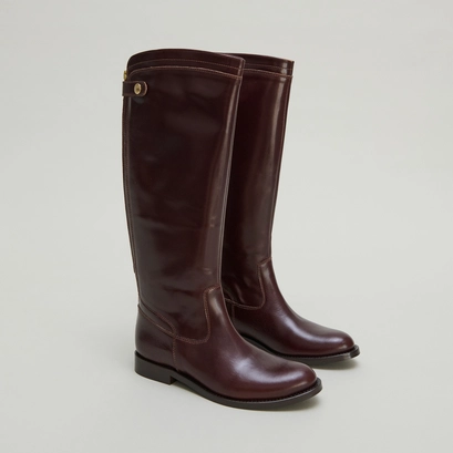 Bottes &agrave; fermetures &eacute;clairs arri&egrave;res in brown leather | auros