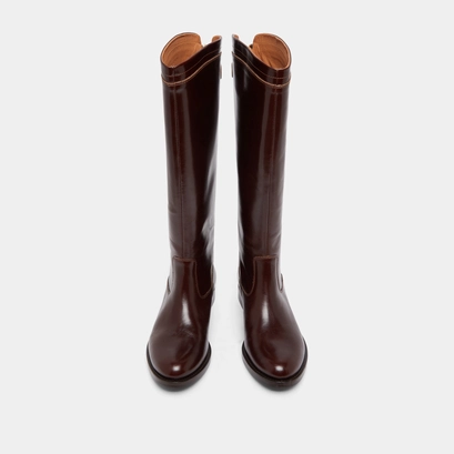 Bottes &agrave; fermetures &eacute;clairs arri&egrave;res in brown leather | auros