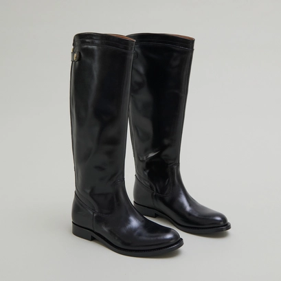 Bottes &agrave; fermetures &eacute;clairs arri&egrave;res in black leather | auros