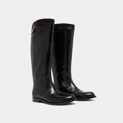 Bottes &agrave; fermetures &eacute;clairs arri&egrave;res in black leather | auros