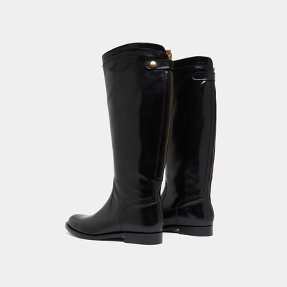 Bottes &agrave; fermetures &eacute;clairs arri&egrave;res in black leather | auros