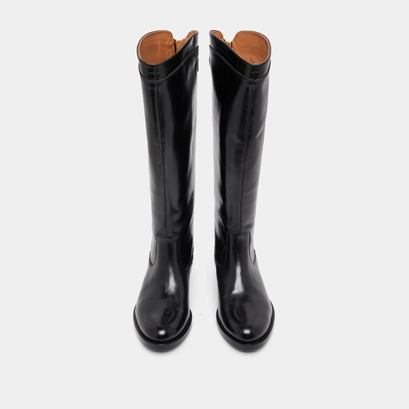Bottes &agrave; fermetures &eacute;clairs arri&egrave;res in black leather | auros