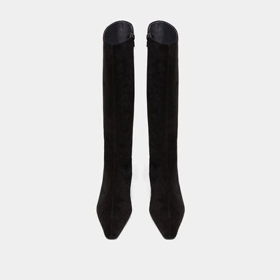 Bottes &agrave; talons et bouts pointus in black suede | danou