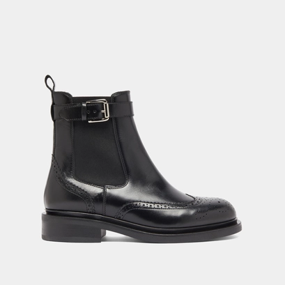 Boots &agrave; boucles in black leather | douby