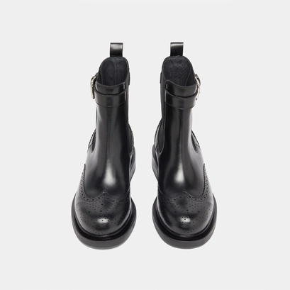 Boots &agrave; boucles in black leather | douby