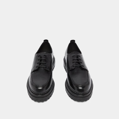 Derbies &agrave; semelles crant&eacute;es in black leather | adalou