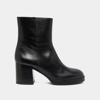 Bottines &agrave; talons flare in black leather | anelle