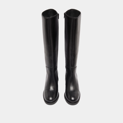 Bottes &agrave; talons et &agrave; bouts ronds in black leather | atilus
