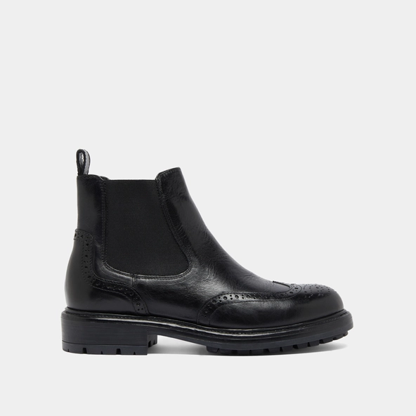 Boots à semelles crantées in black leather | CELIA