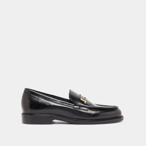 Round-toed loafers in black leather | DUEDI