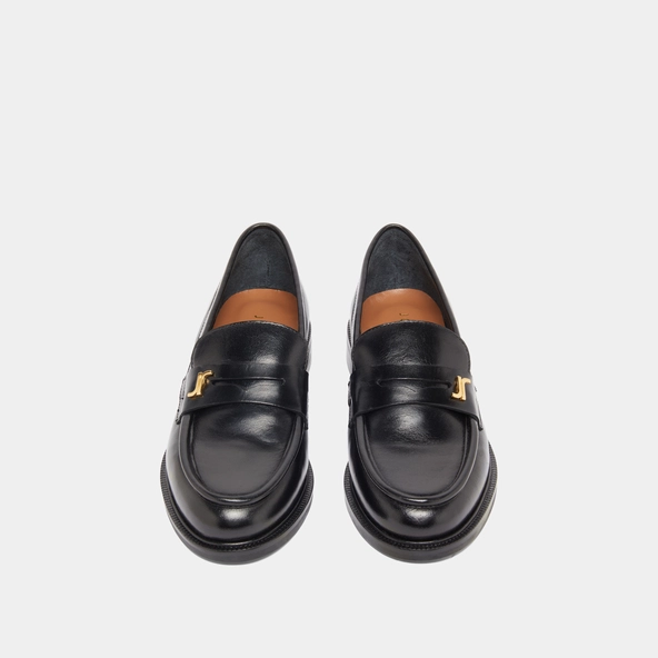 Round-toed loafers in black leather | DUEDI