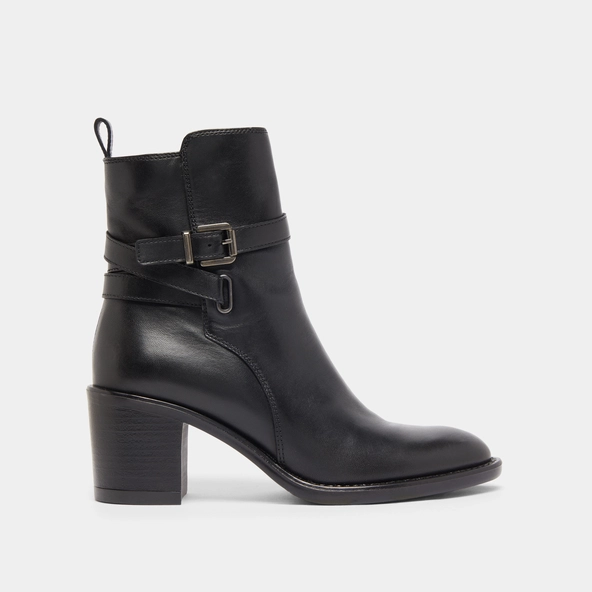 Bottines à talons et boucles in black leather | CAJOU
