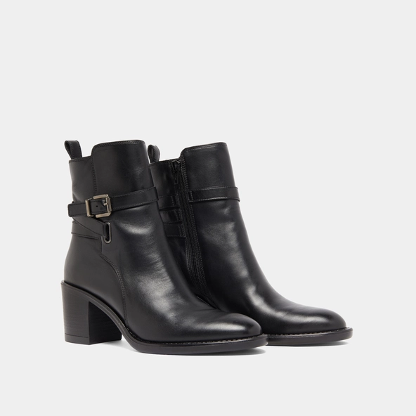 Bottines à talons et boucles in black leather | CAJOU