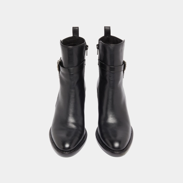 Bottines à talons et boucles in black leather | CAJOU