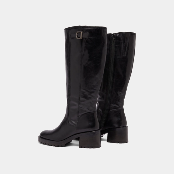 Bottes à semelles crantées in black leather | CECILIEN