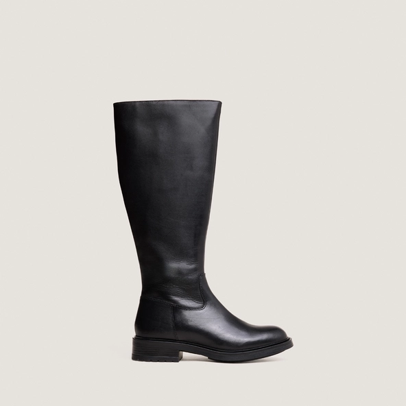 Bottes à talons crantés in black leather | GRACIANA