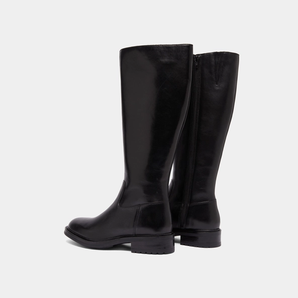 Bottes à talons crantés in black leather | GRACIANA