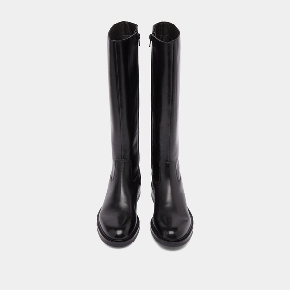 Bottes à talons crantés in black leather | GRACIANA