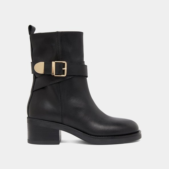 Bottines &agrave; boucles in black leather | IMA
