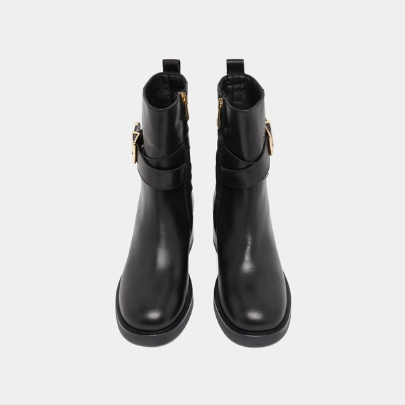 Bottines &agrave; boucles in black leather | IMA