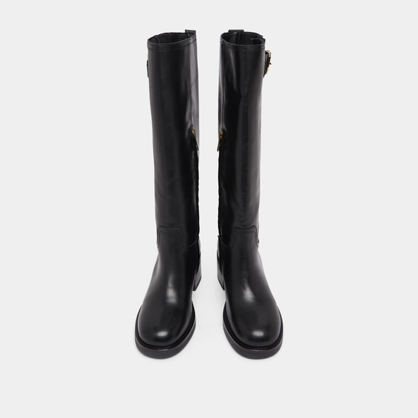 Bottes hautes à boucles in black leather | IRENA