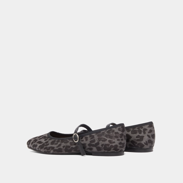 Ballerines à brides in gray leopard textile
