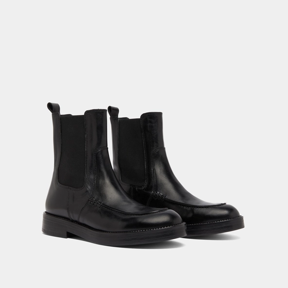 Boots &agrave; &eacute;lastiques larges in black leather | ALLAN