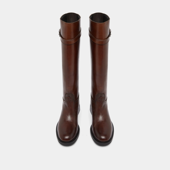 Bottes hautes in cognac patinated leather | ROMANE